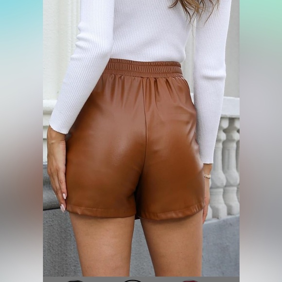 🆕 nwt Brown Faux Leather Mini Skort. Size medium - Picture 6 of 7